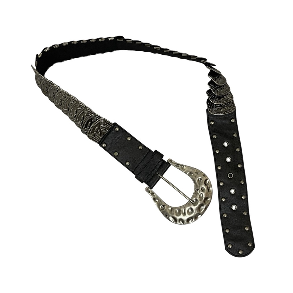 Stretch Belt with Metal Buckle Goth Punk Edgy Statement Stretchy
